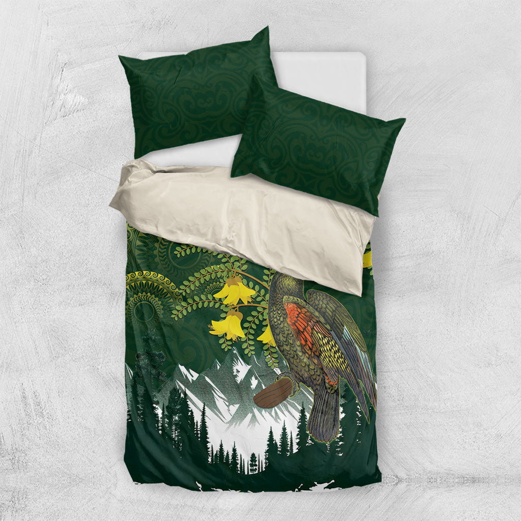 Kea Bird Kowhai New Zealand Bedding Set Mountain Landscape Maori Art
