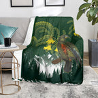 Kea Bird Kowhai New Zealand Blanket Mountain Landscape Maori Art