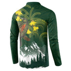 Kea Bird Kowhai New Zealand Button Sweatshirt Mountain Landscape Maori Art