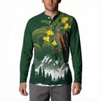 Kea Bird Kowhai New Zealand Button Sweatshirt Mountain Landscape Maori Art