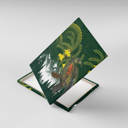 Kea Bird Kowhai New Zealand Canvas Wall Art Mountain Landscape Maori Art