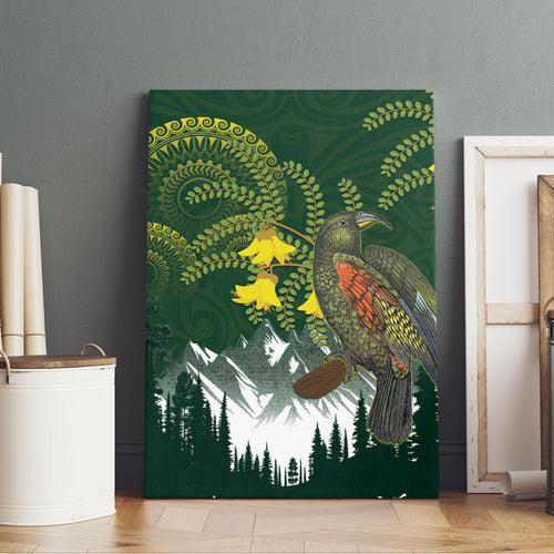 Kea Bird Kowhai New Zealand Canvas Wall Art Mountain Landscape Maori Art