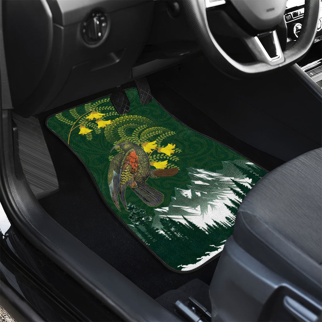 Kea Bird Kowhai New Zealand Car Mats Mountain Landscape Maori Art