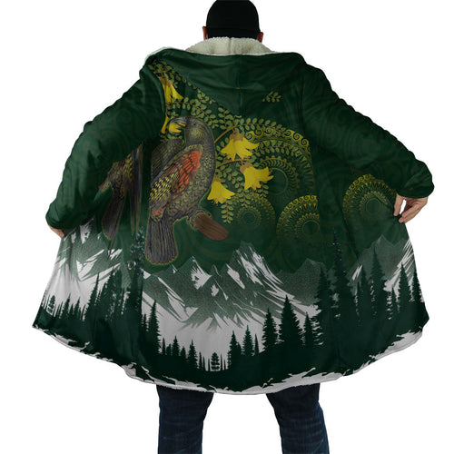 Kea Bird Kowhai New Zealand Cloak Mountain Landscape Maori Art