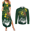 Kea Bird Kowhai New Zealand Couples Matching Summer Maxi Dress and Long Sleeve Button Shirt Mountain Landscape Maori Art
