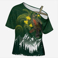 Kea Bird Kowhai New Zealand Cross Shoulder Shirt Mountain Landscape Maori Art