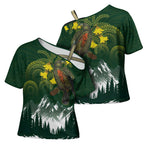 Kea Bird Kowhai New Zealand Cross Shoulder Shirt Mountain Landscape Maori Art