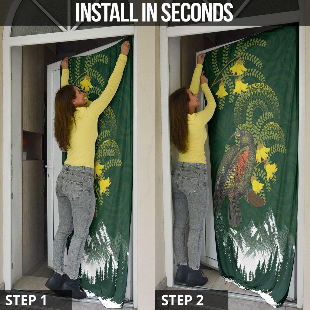Kea Bird Kowhai New Zealand Door Cover Mountain Landscape Maori Art