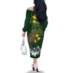 Kea Bird Kowhai New Zealand Family Matching Off The Shoulder Long Sleeve Dress and Hawaiian Shirt Mountain Landscape Maori Art