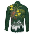 Kea Bird Kowhai New Zealand Family Matching Off Shoulder Short Dress and Hawaiian Shirt Mountain Landscape Maori Art