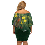 Kea Bird Kowhai New Zealand Family Matching Off Shoulder Short Dress and Hawaiian Shirt Mountain Landscape Maori Art