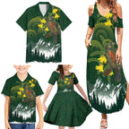 Kea Bird Kowhai New Zealand Family Matching Summer Maxi Dress and Hawaiian Shirt Mountain Landscape Maori Art
