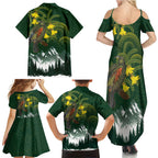 Kea Bird Kowhai New Zealand Family Matching Summer Maxi Dress and Hawaiian Shirt Mountain Landscape Maori Art