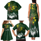 Kea Bird Kowhai New Zealand Family Matching Tank Maxi Dress and Hawaiian Shirt Mountain Landscape Maori Art
