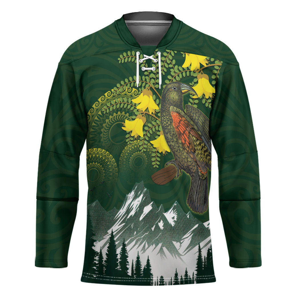 Kea Bird Kowhai New Zealand Hockey Jersey Mountain Landscape Maori Art