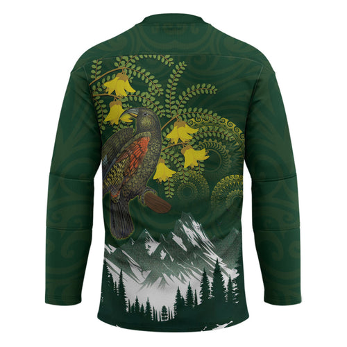 Kea Bird Kowhai New Zealand Hockey Jersey Mountain Landscape Maori Art