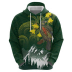 Kea Bird Kowhai New Zealand Hoodie Mountain Landscape Maori Art