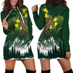Kea Bird Kowhai New Zealand Hoodie Dress Mountain Landscape Maori Art