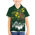 Kea Bird Kowhai New Zealand Kid Hawaiian Shirt Mountain Landscape Maori Art