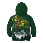 Kea Bird Kowhai New Zealand Kid Hoodie Mountain Landscape Maori Art
