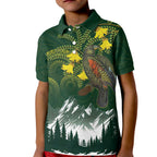 Kea Bird Kowhai New Zealand Kid Polo Shirt Mountain Landscape Maori Art