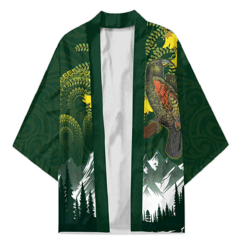 Kea Bird Kowhai New Zealand Kimono Mountain Landscape Maori Art