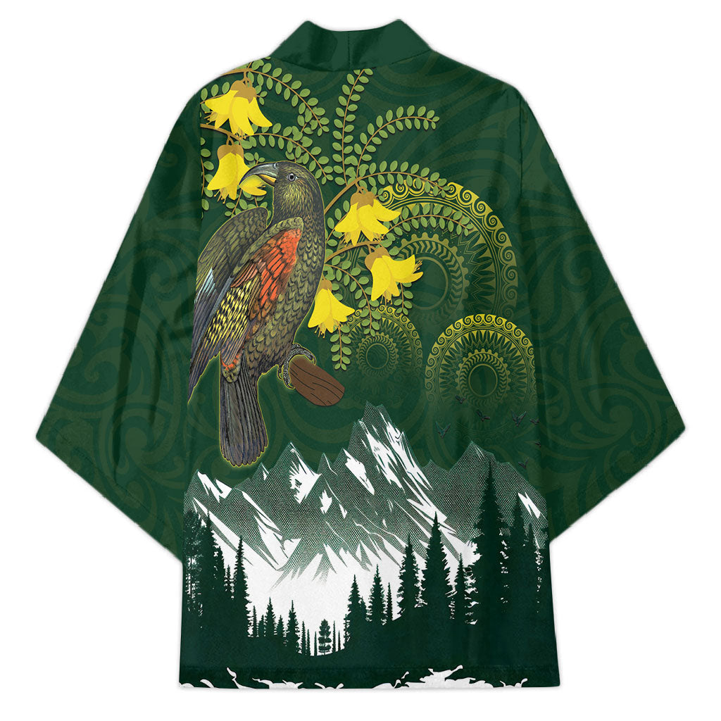Kea Bird Kowhai New Zealand Kimono Mountain Landscape Maori Art