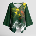 Kea Bird Kowhai New Zealand Kimono Sleeve Blouse Mountain Landscape Maori Art