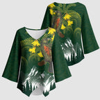 Kea Bird Kowhai New Zealand Kimono Sleeve Blouse Mountain Landscape Maori Art
