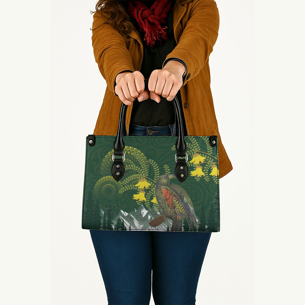 Kea Bird Kowhai New Zealand Leather Bag Mountain Landscape Maori Art