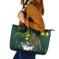 Kea Bird Kowhai New Zealand Leather Tote Bag Mountain Landscape Maori Art
