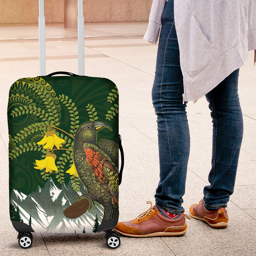Kea Bird Kowhai New Zealand Luggage Cover Mountain Landscape Maori Art