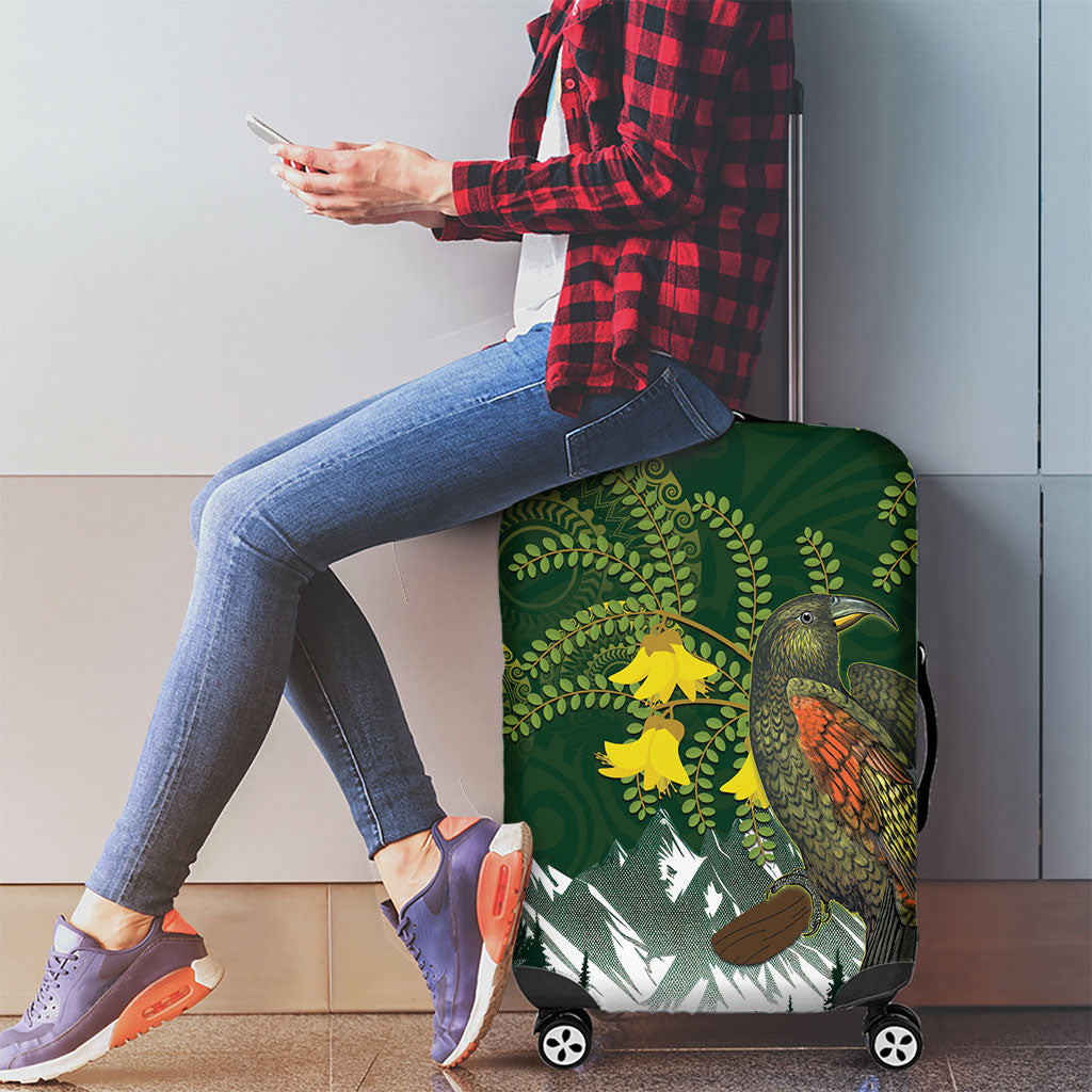 Kea Bird Kowhai New Zealand Luggage Cover Mountain Landscape Maori Art
