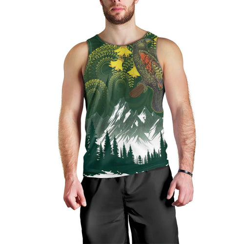Kea Bird Kowhai New Zealand Men Tank Top Mountain Landscape Maori Art