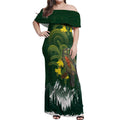 Kea Bird Kowhai New Zealand Off Shoulder Maxi Dress Mountain Landscape Maori Art