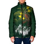 Kea Bird Kowhai New Zealand Padded Jacket Mountain Landscape Maori Art