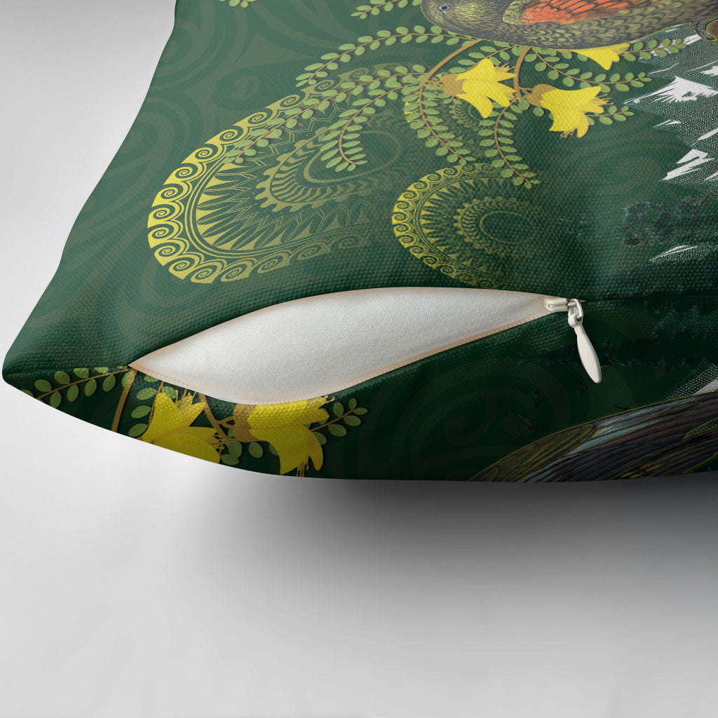 Kea Bird Kowhai New Zealand Pillow Cover Mountain Landscape Maori Art