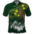 Kea Bird Kowhai New Zealand Polo Shirt Mountain Landscape Maori Art