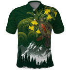 Kea Bird Kowhai New Zealand Polo Shirt Mountain Landscape Maori Art