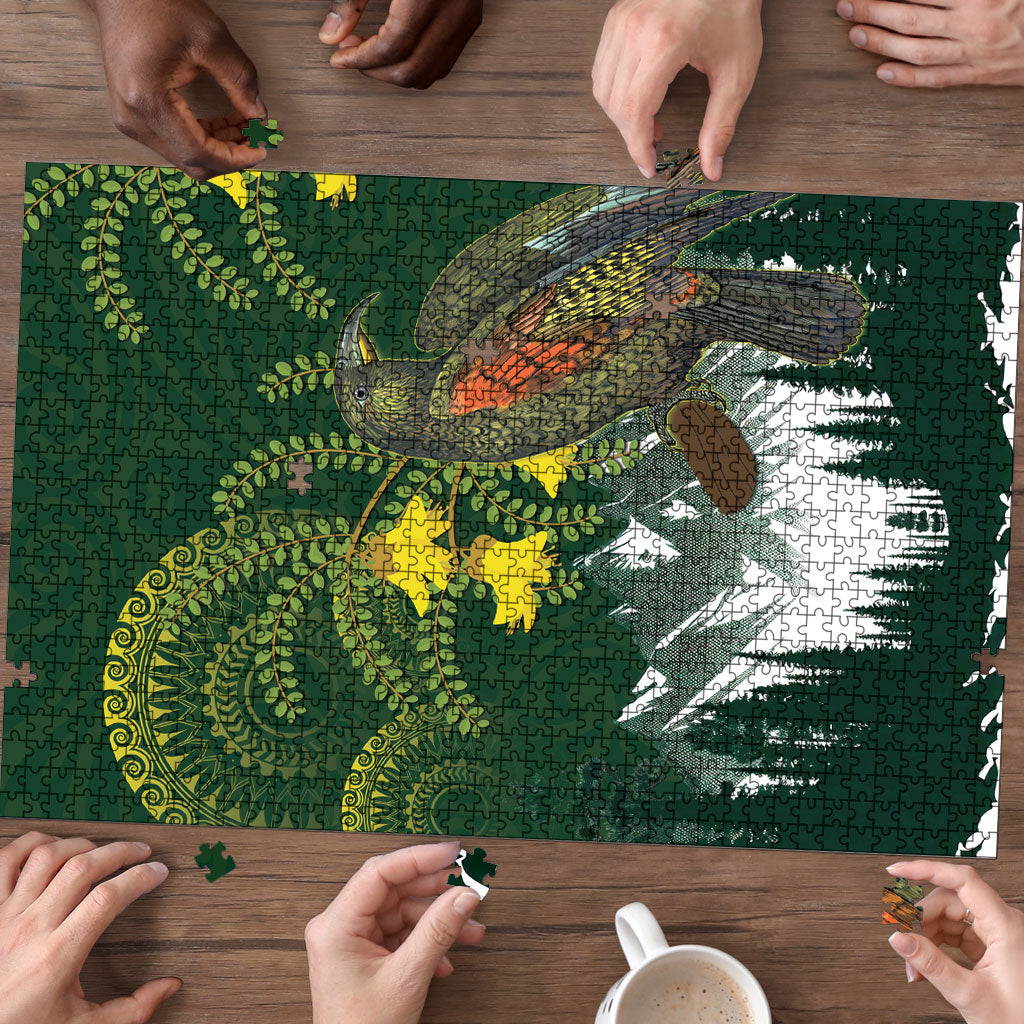 Kea Bird Kowhai New Zealand Puzzle Mountain Landscape Maori Art