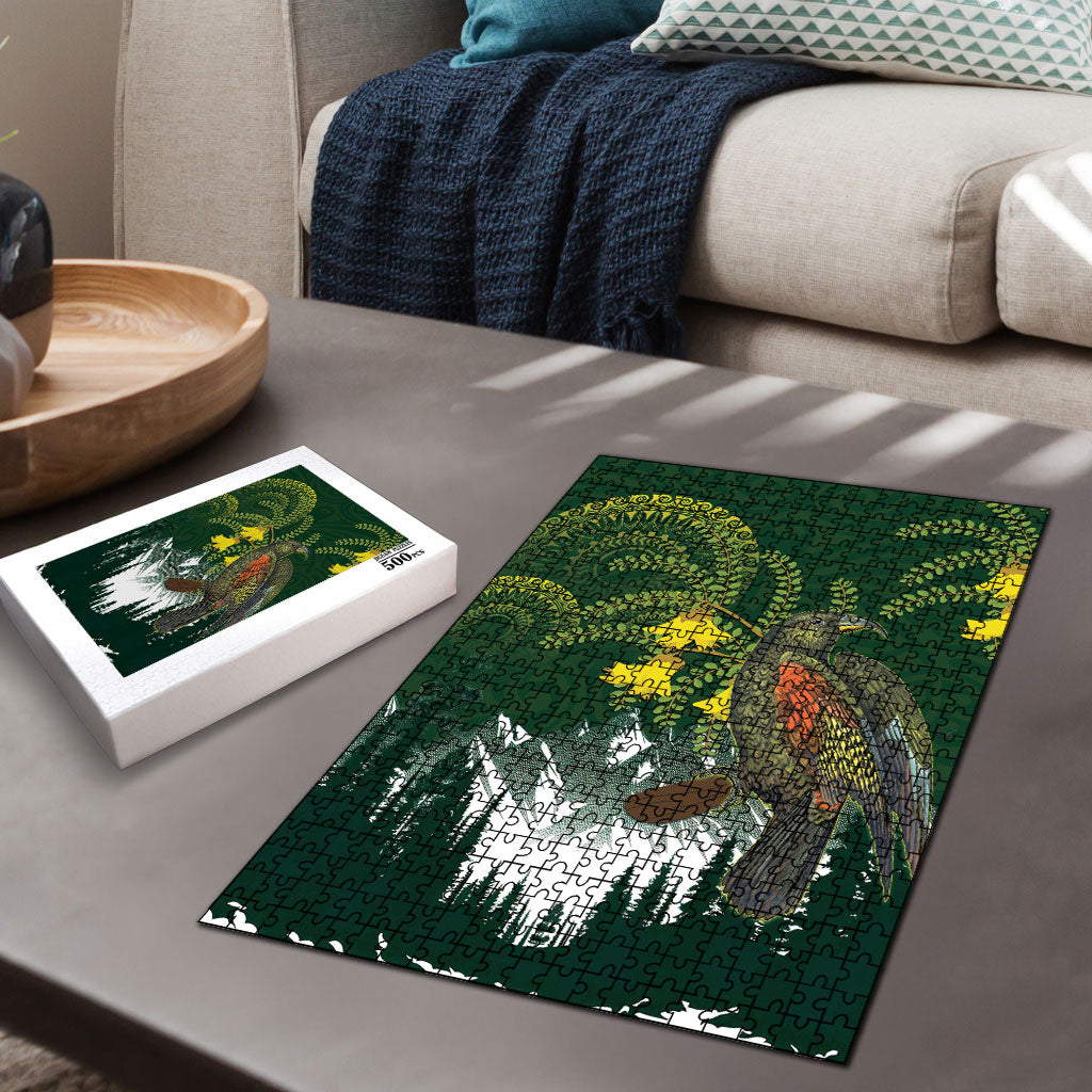Kea Bird Kowhai New Zealand Puzzle Mountain Landscape Maori Art