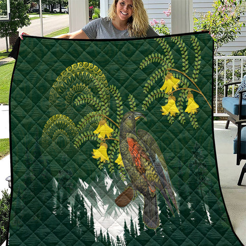 Kea Bird Kowhai New Zealand Quilt Mountain Landscape Maori Art