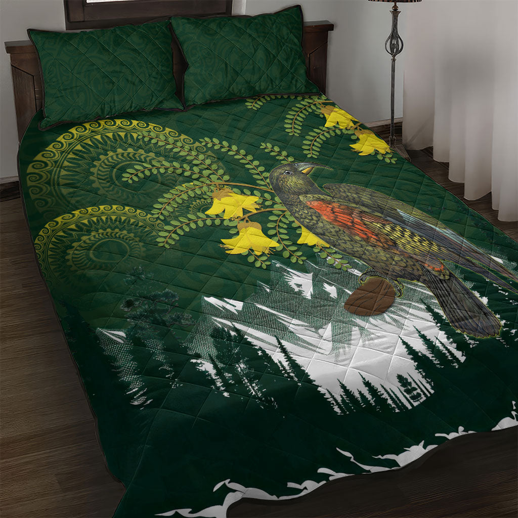 Kea Bird Kowhai New Zealand Quilt Bed Set Mountain Landscape Maori Art