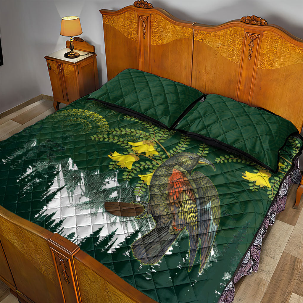 Kea Bird Kowhai New Zealand Quilt Bed Set Mountain Landscape Maori Art