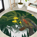 Kea Bird Kowhai New Zealand Round Carpet Mountain Landscape Maori Art