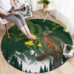 Kea Bird Kowhai New Zealand Round Carpet Mountain Landscape Maori Art