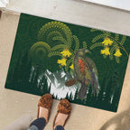 Kea Bird Kowhai New Zealand Rubber Doormat Mountain Landscape Maori Art