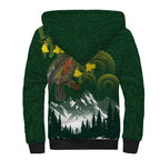 Kea Bird Kowhai New Zealand Sherpa Hoodie Mountain Landscape Maori Art