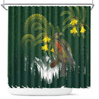 Kea Bird Kowhai New Zealand Shower Curtain Mountain Landscape Maori Art