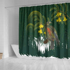 Kea Bird Kowhai New Zealand Shower Curtain Mountain Landscape Maori Art